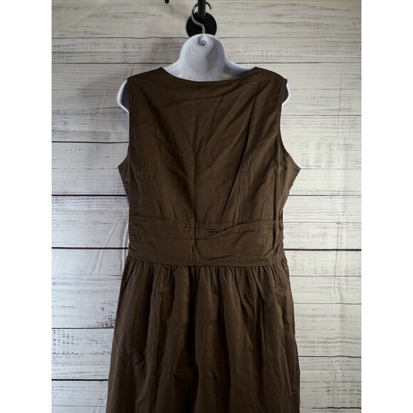 Vintage J Jill Maxi Dress Women 16T Cotton Brown Sleeveless Handmaid Peasant - Picture 9 of 16